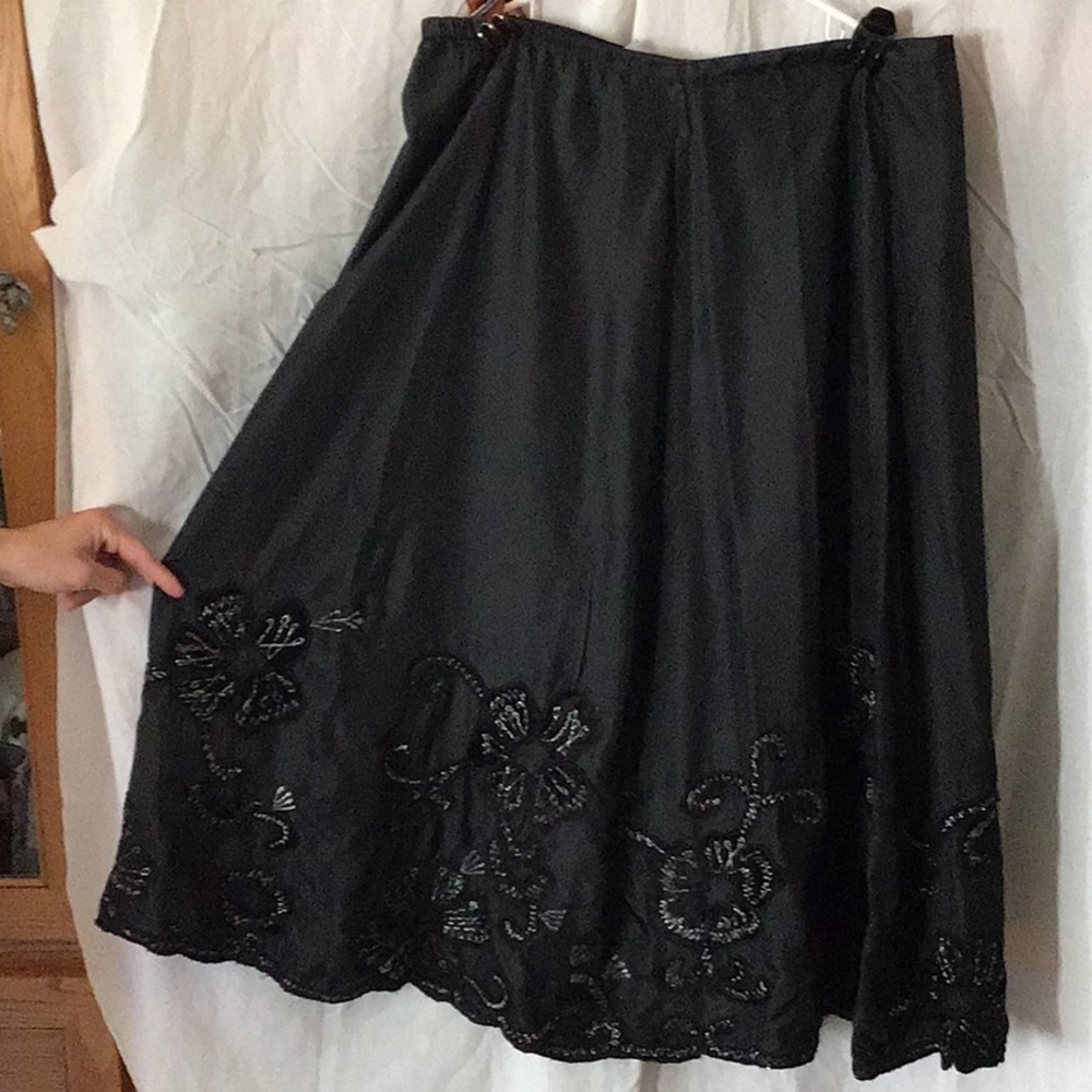 Silk Skirt with Appliqué